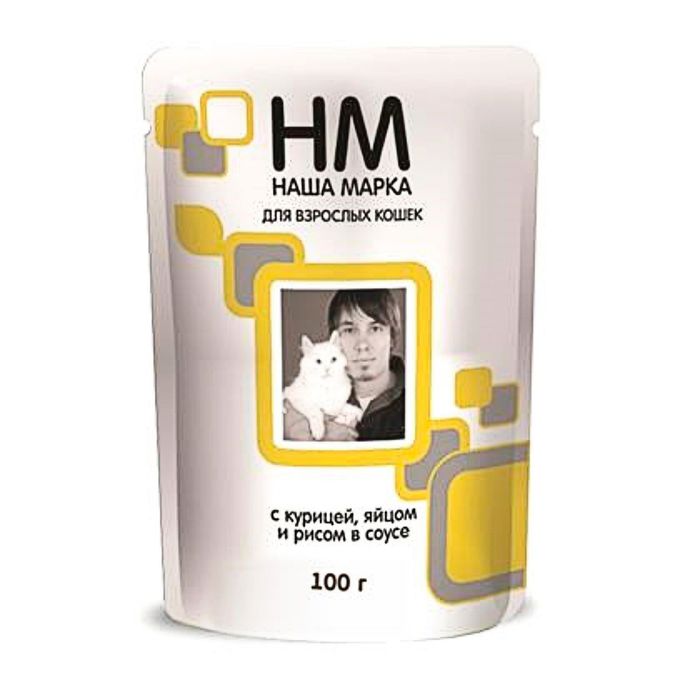 Влажный корм "Наша Марка" для кошек курица, яйцо, рис в соусе, 100 г