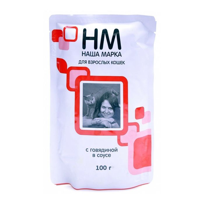 Влажный корм "Наша Марка" для кошек, говядина в соусе, 100 г