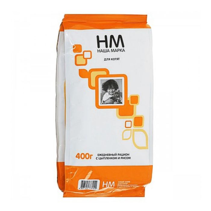 Сухой корм "Наша марка" для котят, цыпленок/рис, 400 г