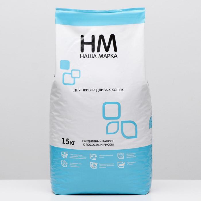 Сухой корм "Наша марка" для привередливых кошек, лосось/рис, 15 кг