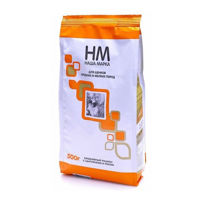 Сухой корм Наша Марка для щенков мелких и средних пород щенков, цыпленок/рис, 500 г