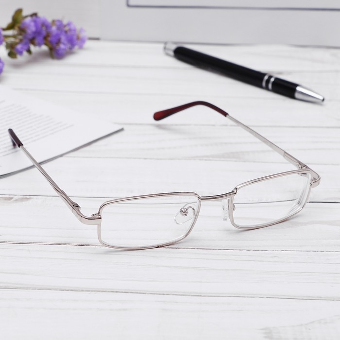 Очки "Прямоугольные" в металле, цвет золото, линза пластик, отгиб дужка, -3