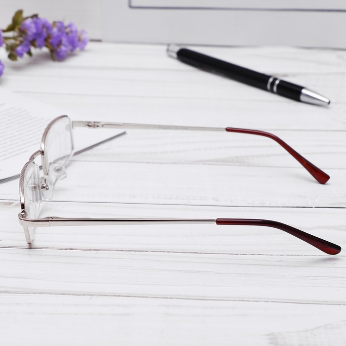 Очки "Прямоугольные" в металле, цвет золото, линза пластик, отгиб дужка, -3