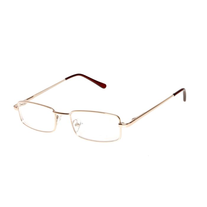 Очки "Прямоугольные" в металле, цвет золото, линза пластик, отгибающаяся дужка, +3,5