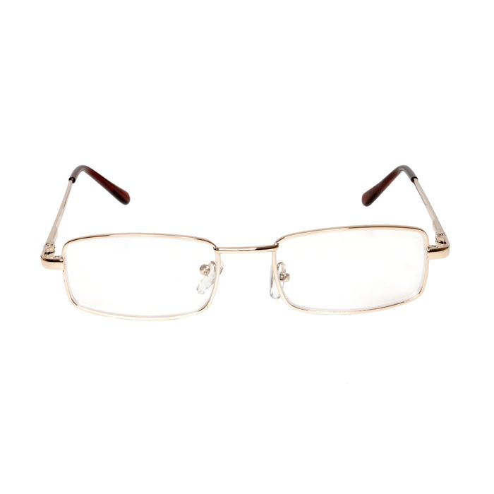 Очки "Прямоугольные" в металле, цвет золото, линза пластик, отгибающаяся дужка, +3,5