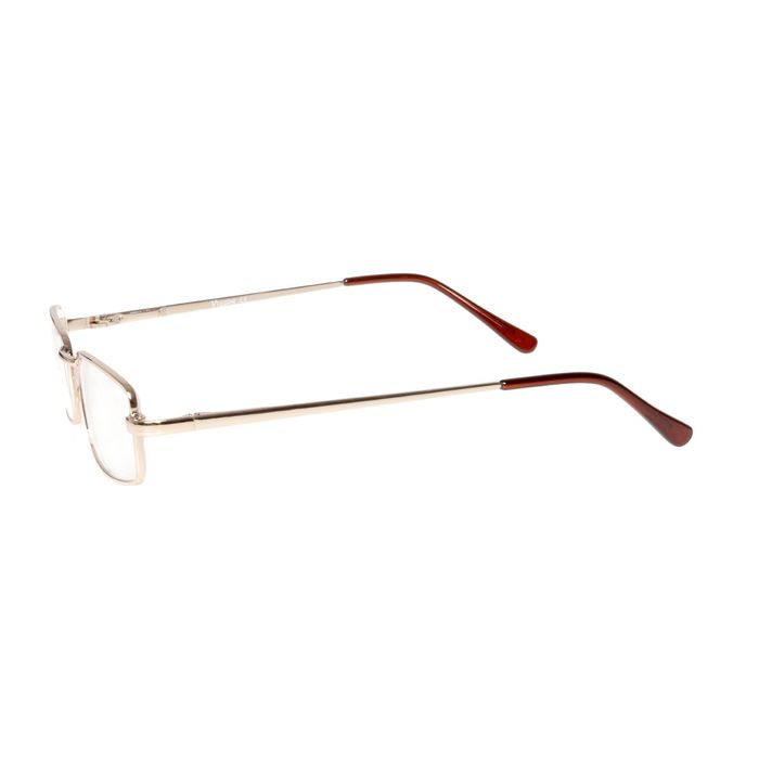 Очки "Прямоугольные" в металле, цвет золото, линза пластик, отгибающаяся дужка, +3,5