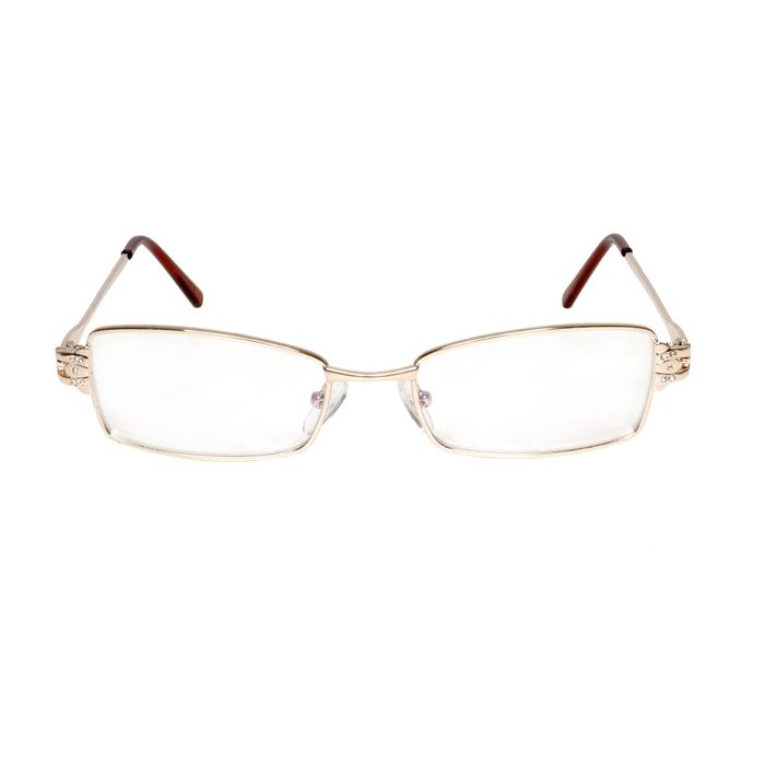 Очки "Прямоугольные" в металле, линза пластик, цвет МИКС, узор на дужке, -2,5