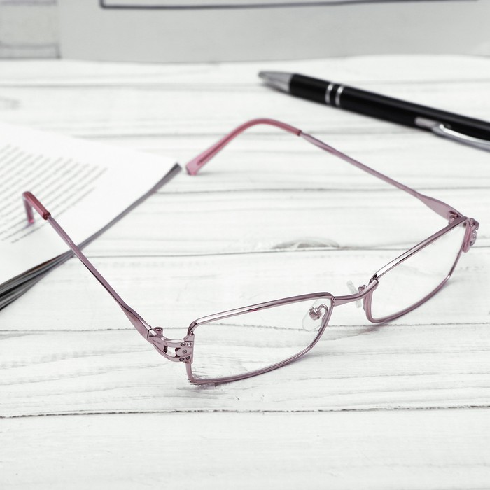 Очки "Прямоугольные" в металле, линза пластик, цвет МИКС, узор на дужке, +1,5