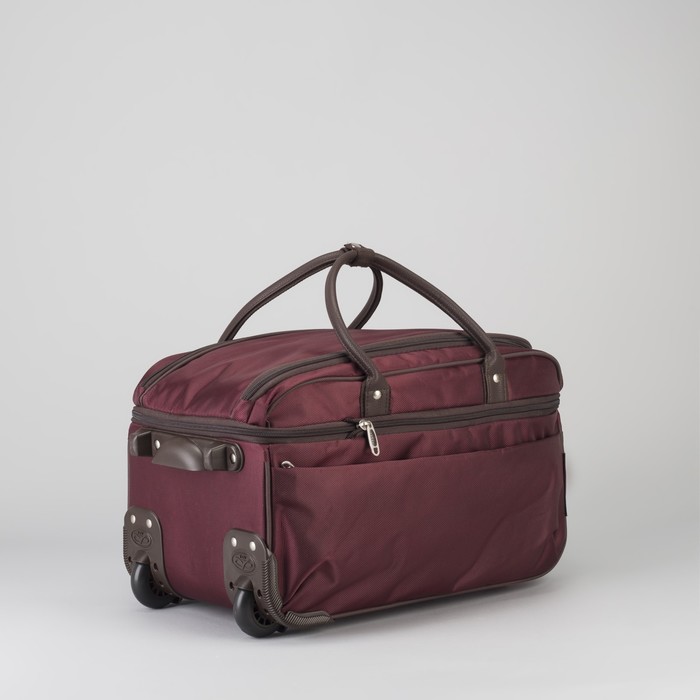 Сумка дорожная на колёсах, 1 отдел на молнии, с расширением, цвет бордовый/коричневый