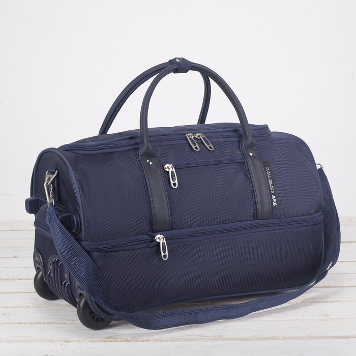 Сумка дорожная на колёсах, 1 отдел на молнии, с расширением, цвет синий