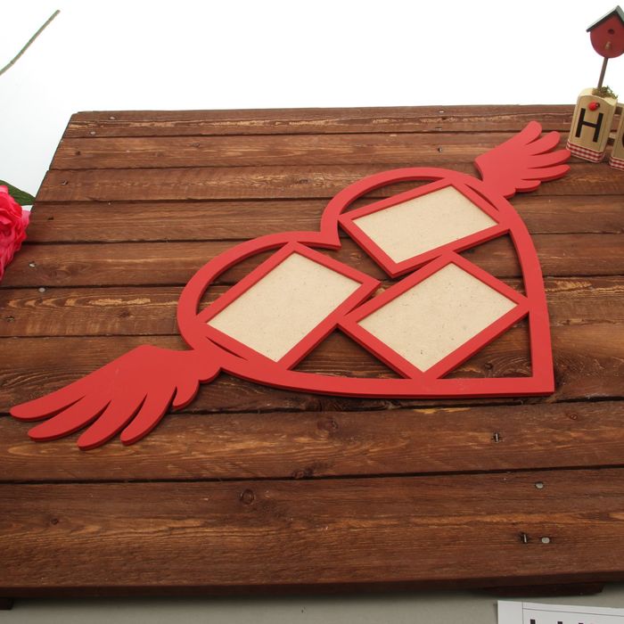 Фоторамка на 3 фото "Крылья ангела" красный 78х37 см