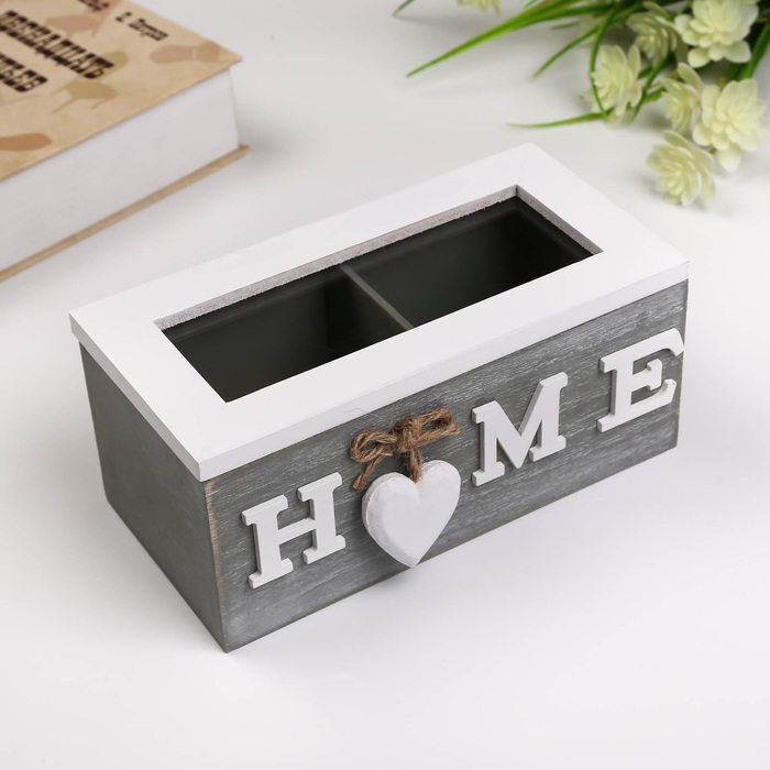 Шкатулка дерево "Дом" 2 отделения 18х9х8 см