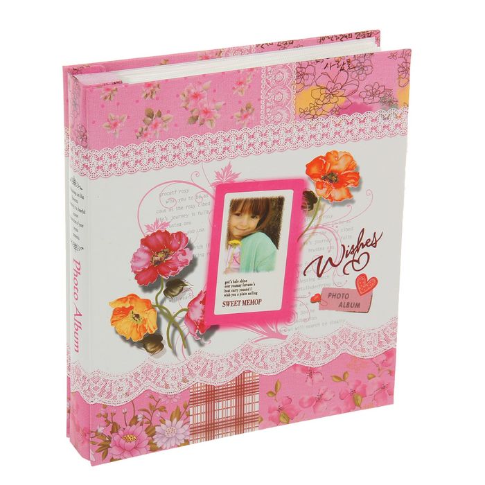 Фотоальбом на 100 фото 10х15 см "Пионы с золотой обводкой" МИКС в коробке 22,5х20х4 см