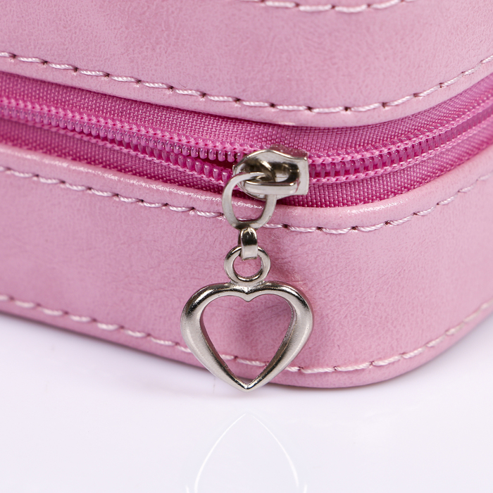 Шкатулка кожзам для украшений квадрат "Леденец на розовом" 5х10,5х10,5 см