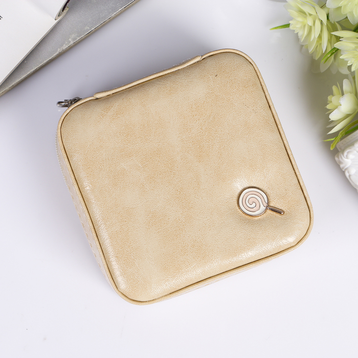 Шкатулка кожзам для украшений квадрат "Леденец на жёлтом" 5х10,5х10,5 см