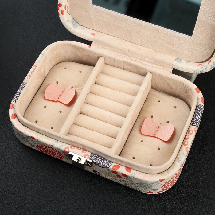 Шкатулка кожзам для украшений "Совушка в цветочек" 6х15х10 см