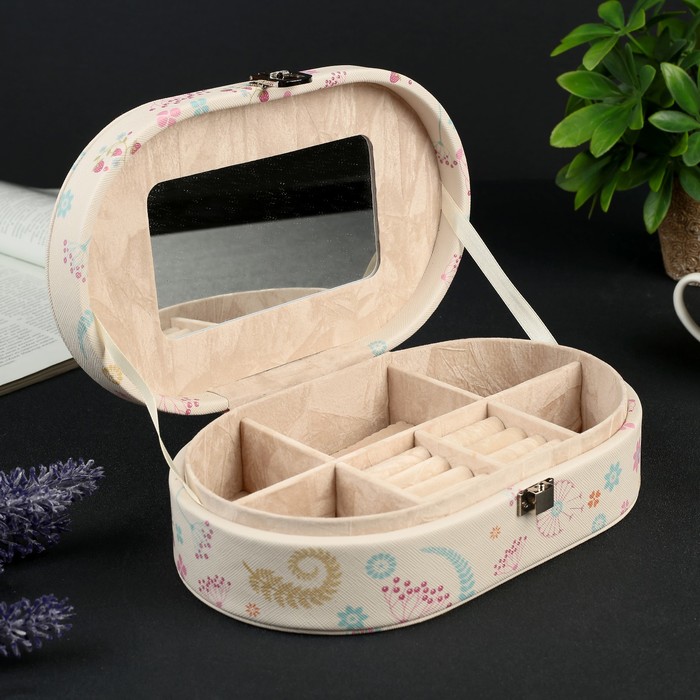 Шкатулка кожзам для украшений "Спящая совушка" 6,5х22х13,5 см