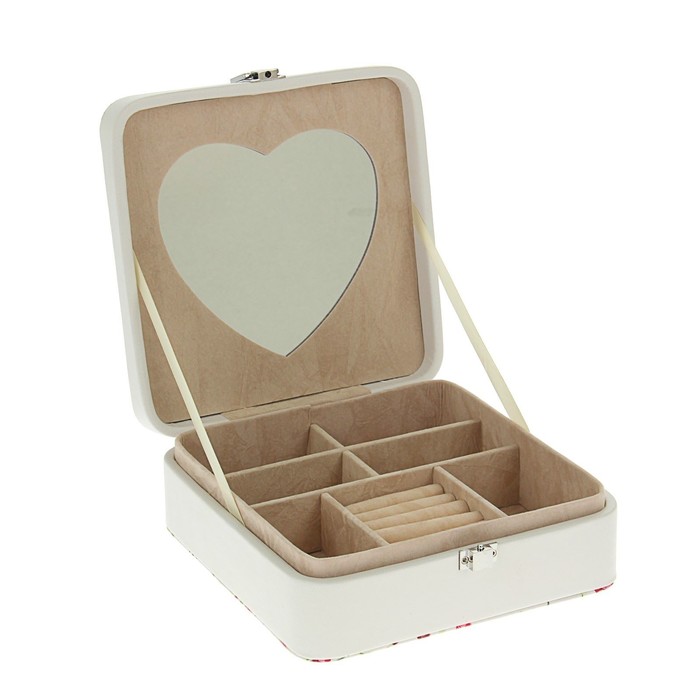 Шкатулка кожзам для украшений "Полевые цветы" 6,5х18х18 см