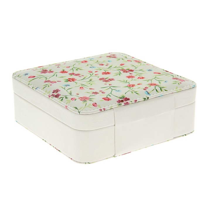 Шкатулка кожзам для украшений "Полевые цветы" 6,5х18х18 см