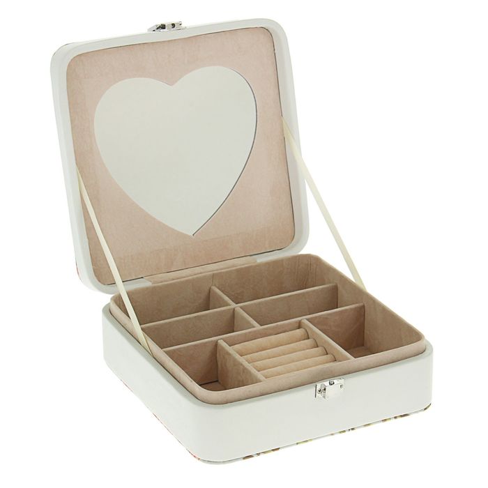 Шкатулка кожзам для украшений "Розы" 6,5х18х18 см