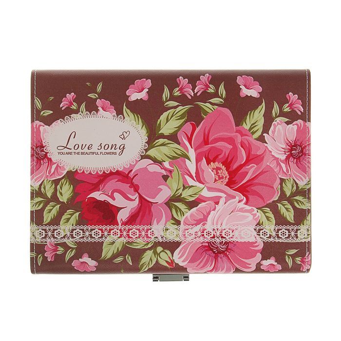 Шкатулка кожзам для украшений "Пышные цветы. Любимая песня" шоколад 10,5х25,5х19 см