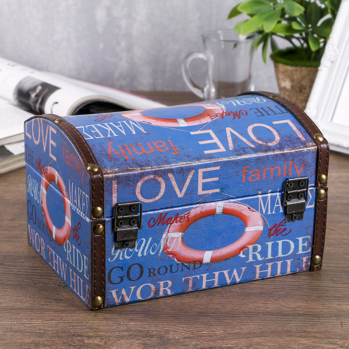 Шкатулка дерево "Спасательный круг" 20х14,5х13 см