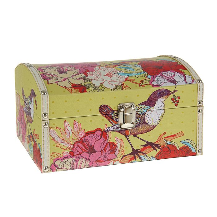 Шкатулка дерево "Птичка с ягодками" 25,5х18,5х14 см