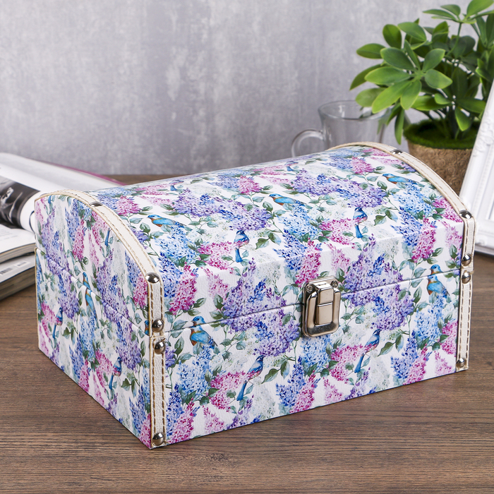 Шкатулка дерево "Соловей в сирени" 25,5х18,5х14 см