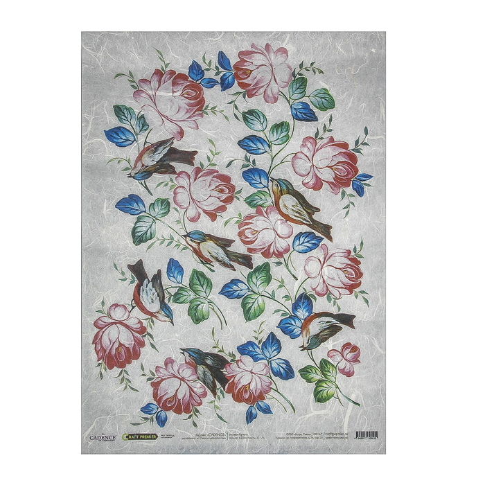 Рисовая бумага для декупажа "Птички-невелички" формат A3, 25г/м