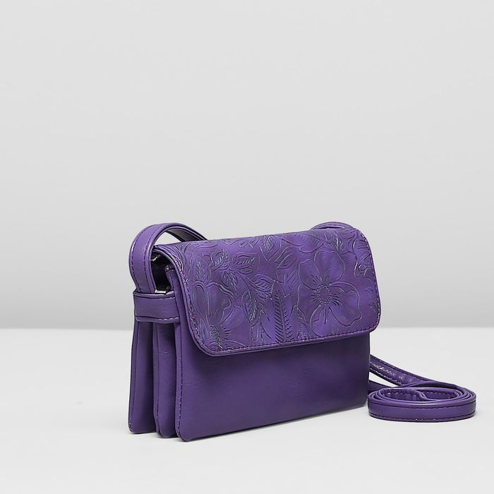Сумка женская на клапане, 5 отделов, регулируемый ремень, цвет фиолетовый