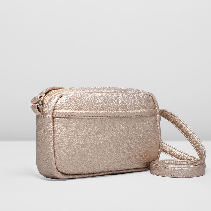 Сумка женская на молнии, 1 отдел, наружный карман, длинный ремень, цвет бежевый