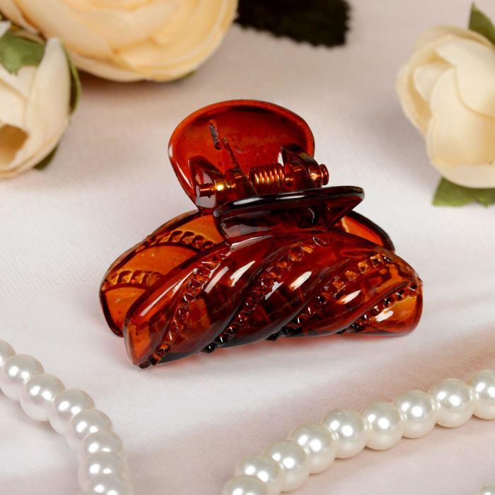 Краб для волос "Прозрачный" 4 см классика переплет