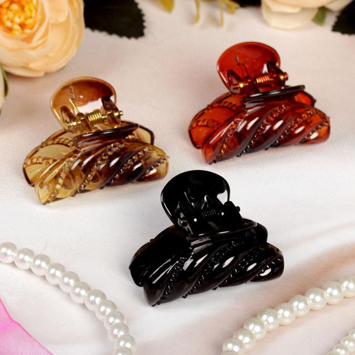 Краб для волос "Прозрачный" 4 см классика переплет