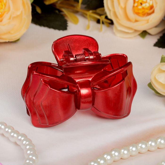 Краб для волос "Яркий глянец" 6 см бантик,микс