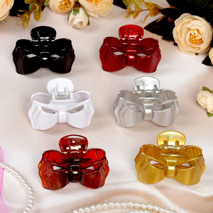 Краб для волос "Яркий глянец" 6 см бантик,микс