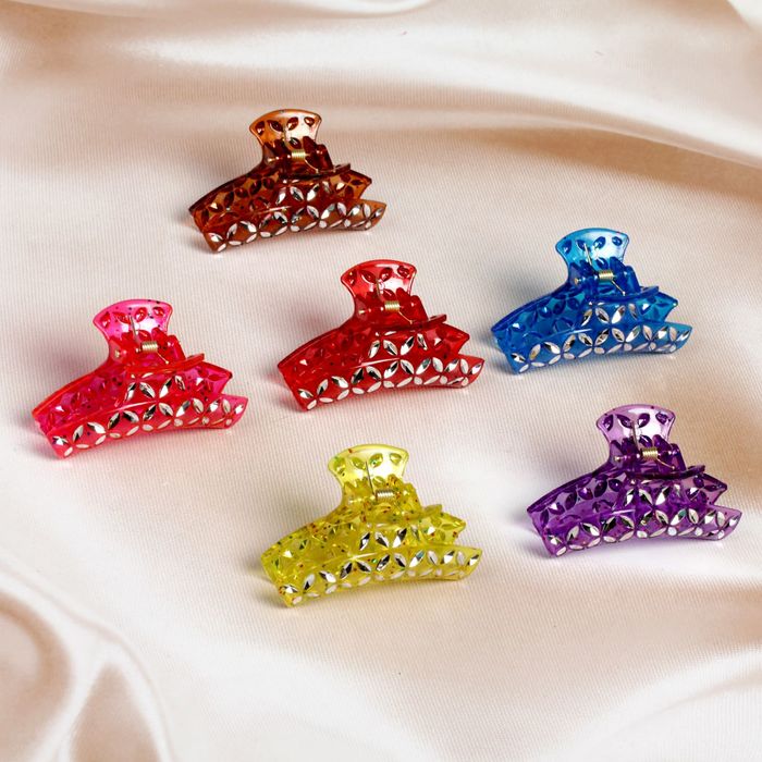 Краб для волос "Роса" 6 см,микс