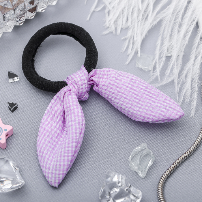 Резинка для волос "Элит", ушки, клеточка