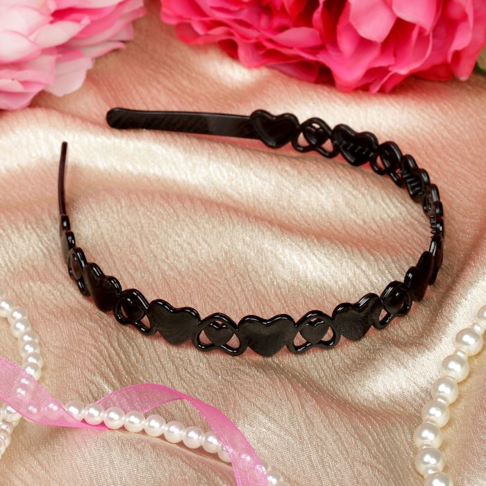 Ободок для волос "Ночка" 1,4 см сердца