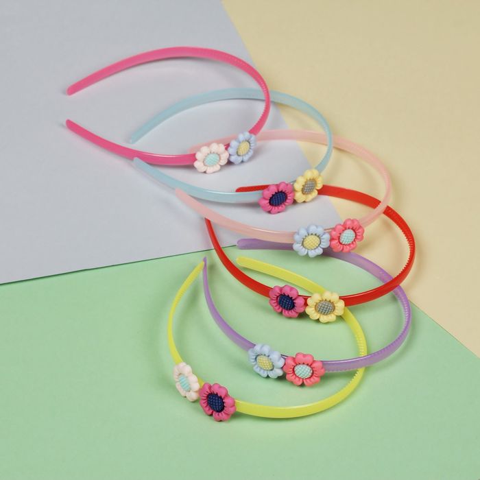 Ободок для волос "Крошечка" 0,7 см подсолнухи микс