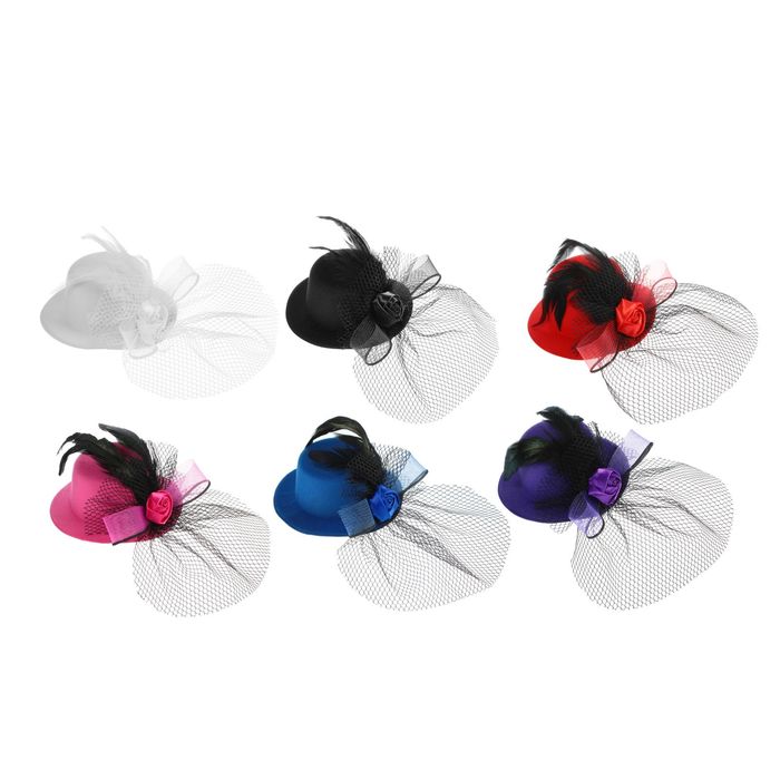 Карнавальный зажим шляпка "Таинственная незнакомка", цвета МИКС