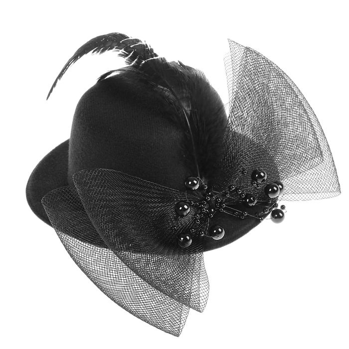 Карнавальный зажим шляпка "Загадка", цвет черный