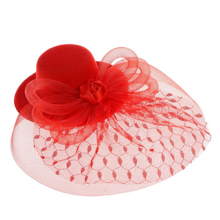 Карнавальный зажим шляпка "Незнакомка" с вуалькой, цвета МИКС