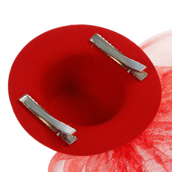 Карнавальный зажим шляпка "Незнакомка" с вуалькой, цвета МИКС