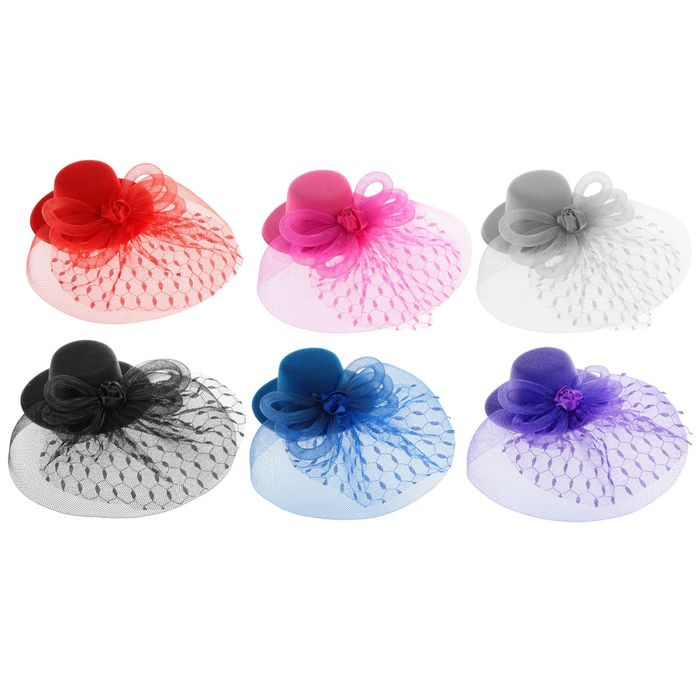 Карнавальный зажим шляпка "Незнакомка" с вуалькой, цвета МИКС