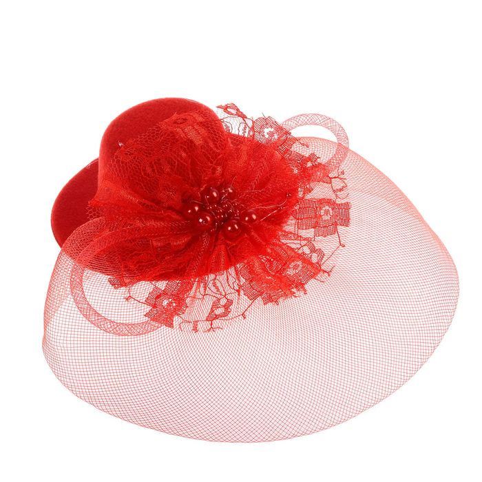 Карнавальный зажим шляпка "Миледи" с вуалькой, цвета МИКС