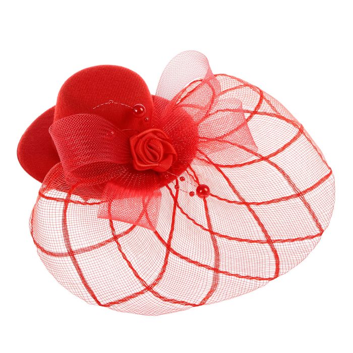 Карнавальный зажим шляпка "Загадка" с вуалькой, цвета МИКС