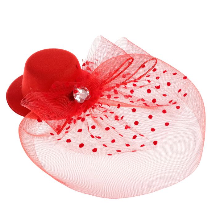 Карнавальный зажим шляпка "Очарование" с вуалькой, цвета МИКС