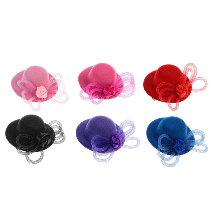 Карнавальный зажим шляпка "Таинственность", цвета МИКС