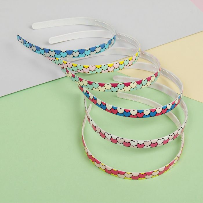 Ободок для волос "Утончённость" 1,2 см, сердца, микс