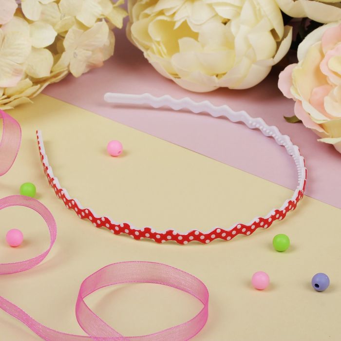 Ободок для волос "Волна" 0,6 см, горох, микс